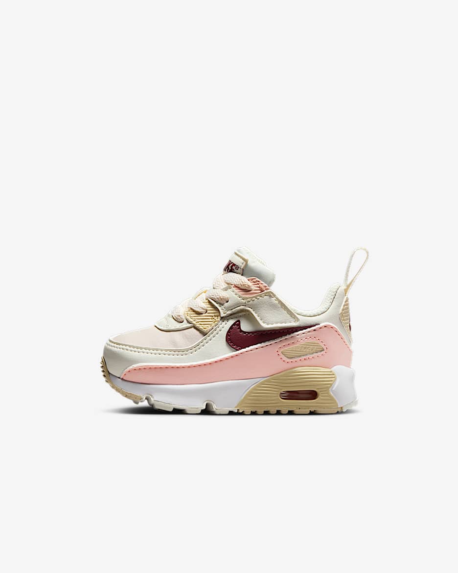 Tenis para bebé e infantil Nike Air Max 90 EasyOn - Fantasma/Rosa eco/Vela/Rojo team oscuro