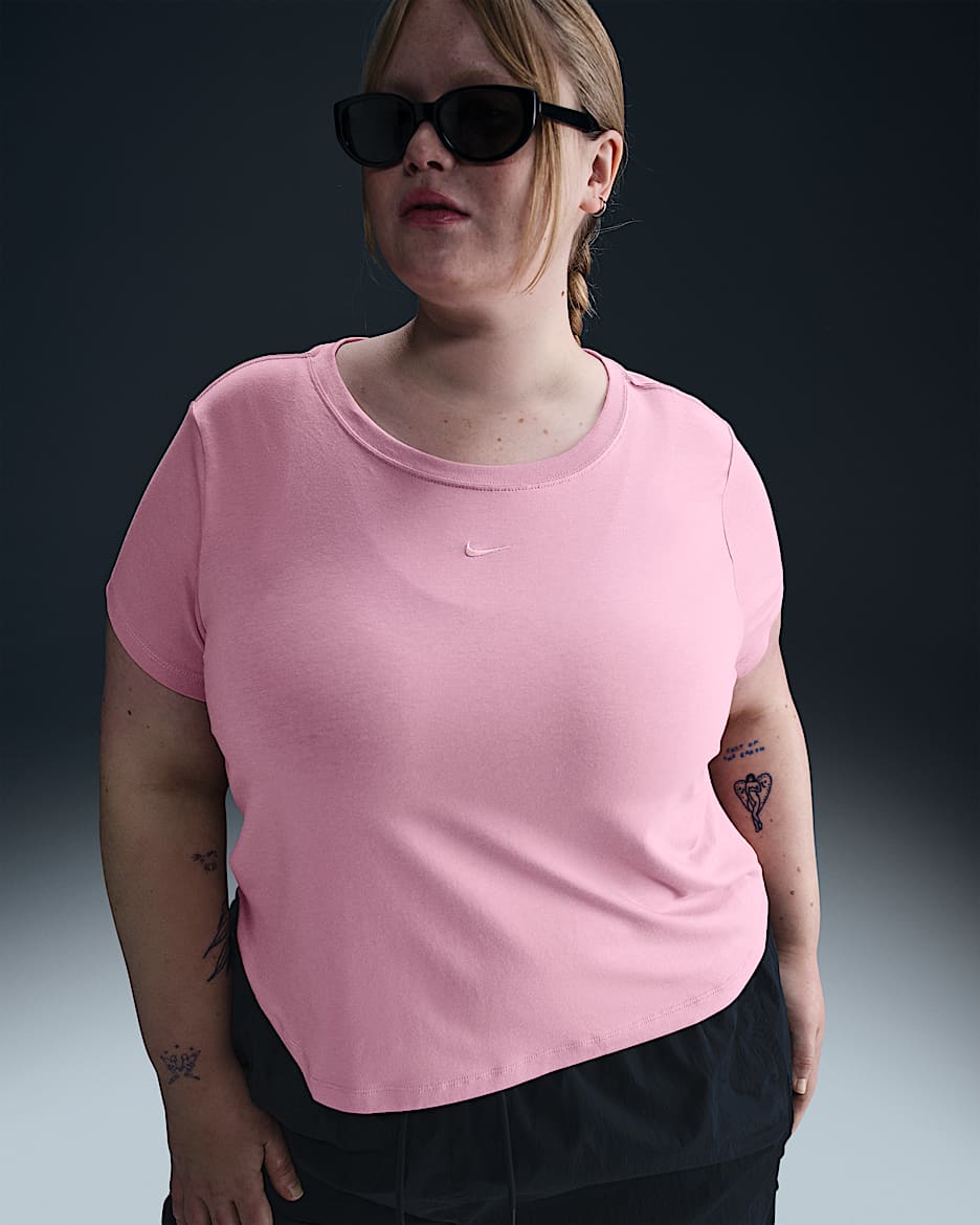 Nike Sportswear Chill Knit Women's Cropped T-Shirt (Plus Size) - Elemental Pink/Elemental Pink