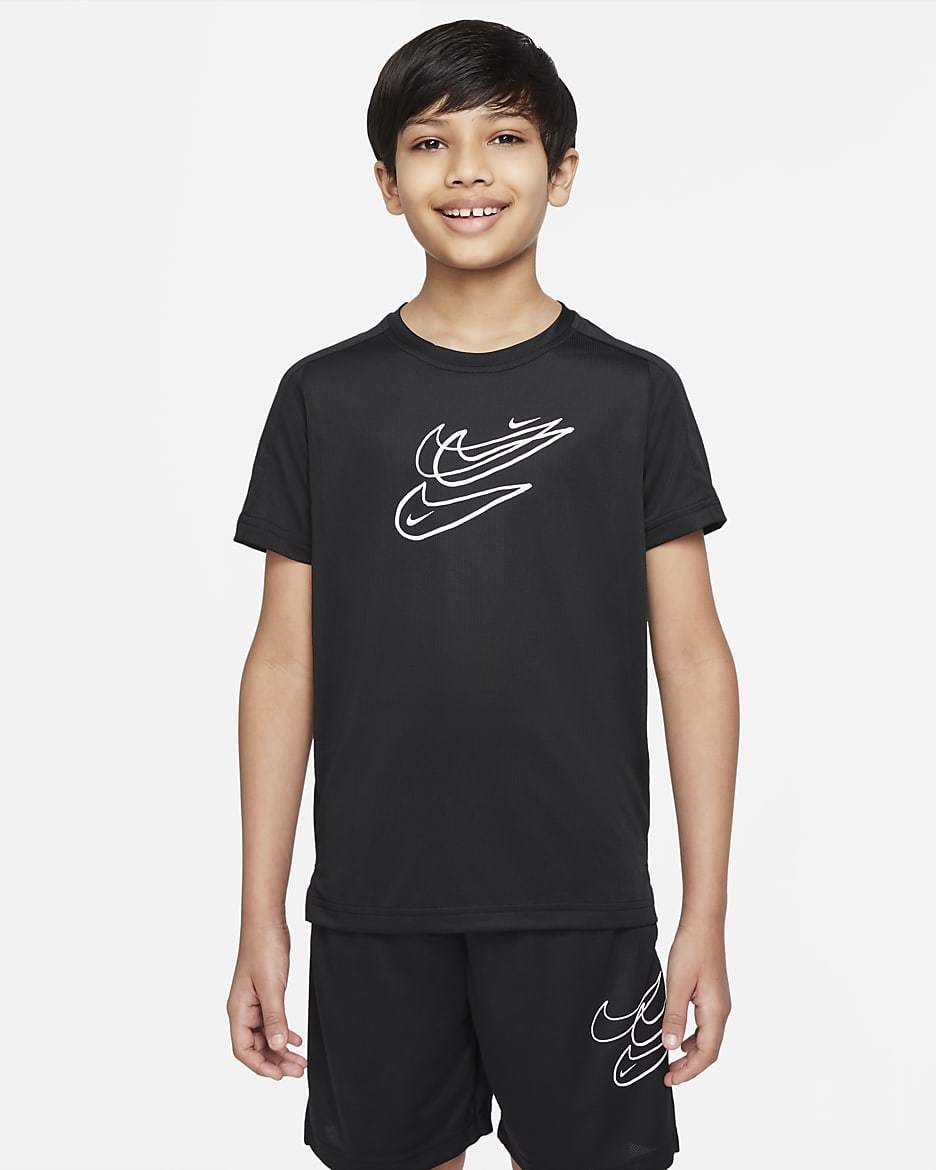 Nike Dri-FIT Older Kids' (Boys') Training Top - Black/Black/Black/White