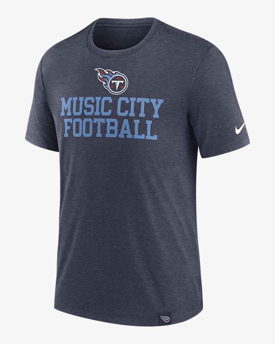 Playera Nike de la NFL para hombre Tennessee Titans Blitz - Azul marino jaspeado