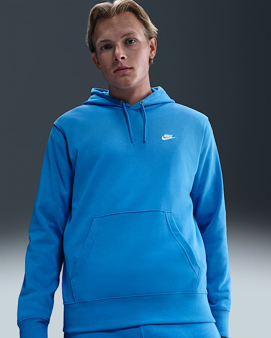 Nike Club French Terry-Hoodie (Herren) - Light Photo Blue/Light Photo Blue/Weiß