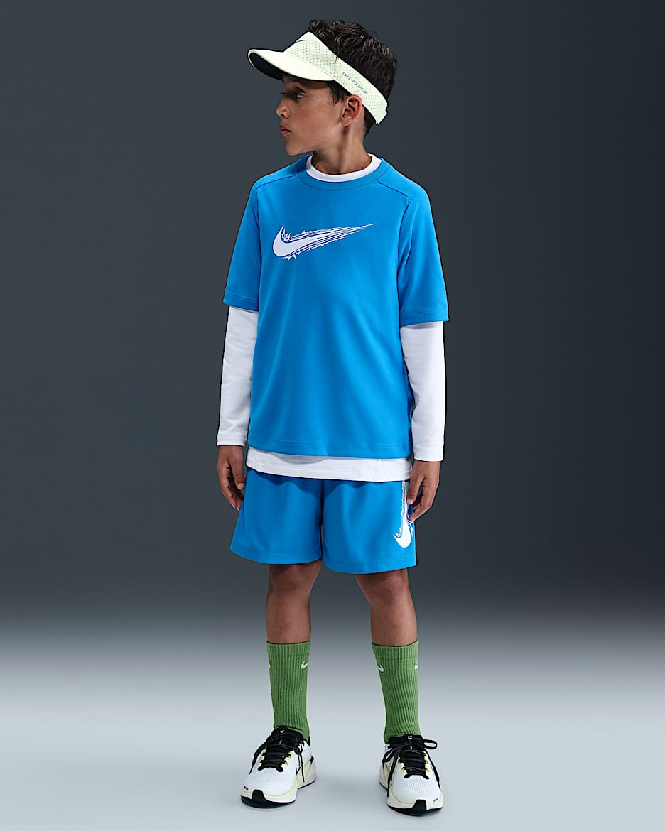 Shorts Nike Multi Dri-FIT för ungdom (killar) - Light Photo Blue/Vit/Vit
