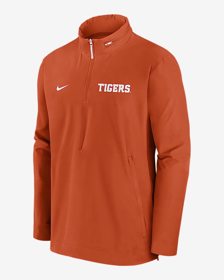 Clemson Tigers Sideline Coach Men's Nike College 1/2-Zip Hooded Jacket - Orange