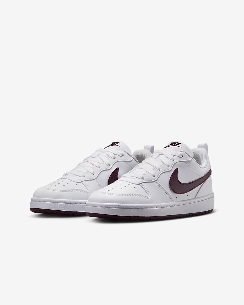 รองเท้าเด็กโต Nike Court Borough Low Recraft - ขาว/Burgundy Crush