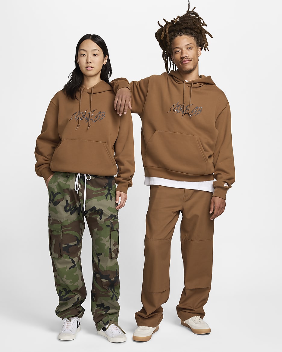 Nike SB Fleece Pullover Skate Hoodie - Light British Tan/White