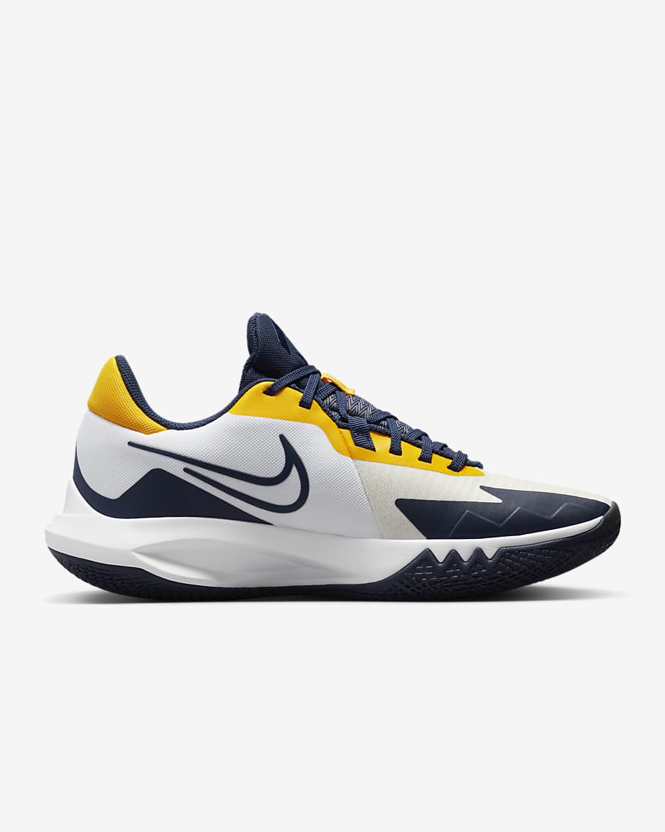 Nike Precision 6 Basketball Shoes - White/University Gold/Midnight Navy