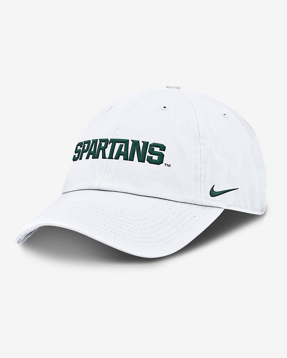 Michigan State Spartans Core Club Mascot Wordmark Men's Nike College Adjustable Hat - White