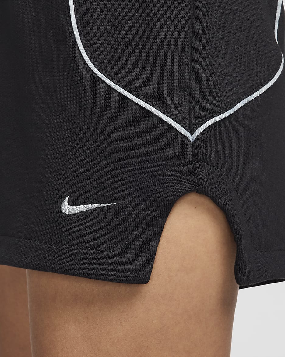 Shorts in French Terry 5 cm a vita alta Nike Sportswear – Donna - Nero/Light Pumice/Light Pumice