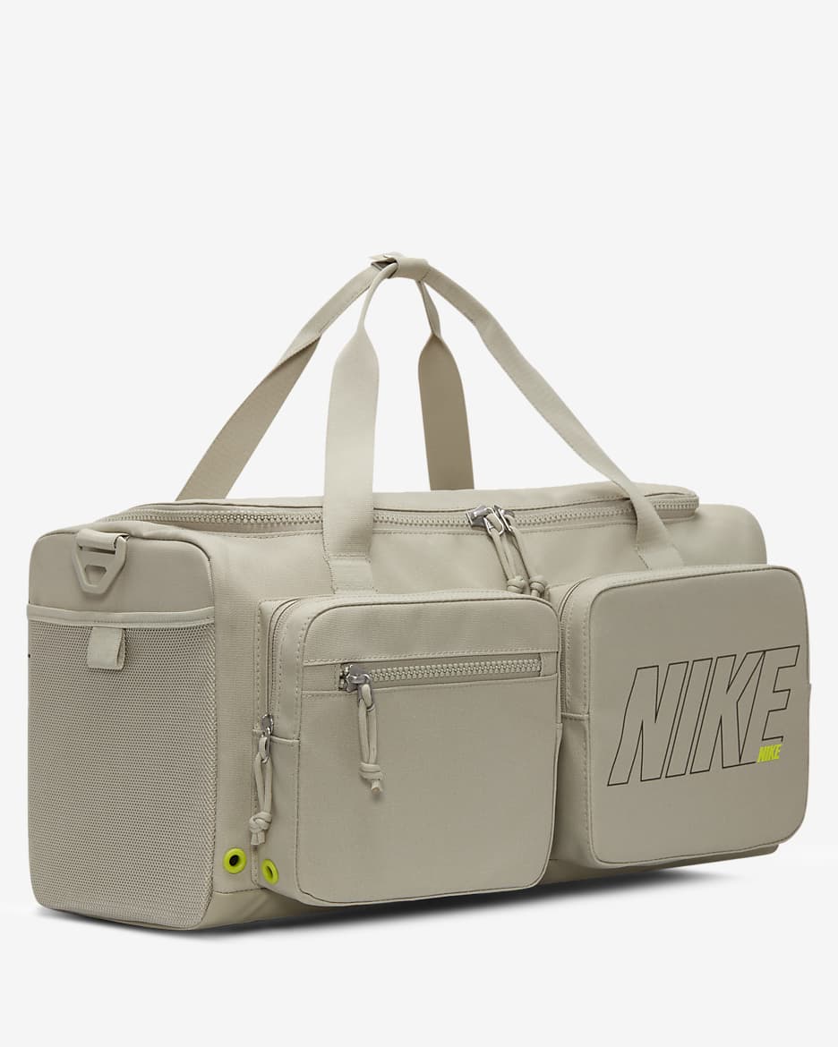 Nike Utility Power Graphic Training Duffel Bag (Small, 31L) - Stone/Rough Green/Atomic Green