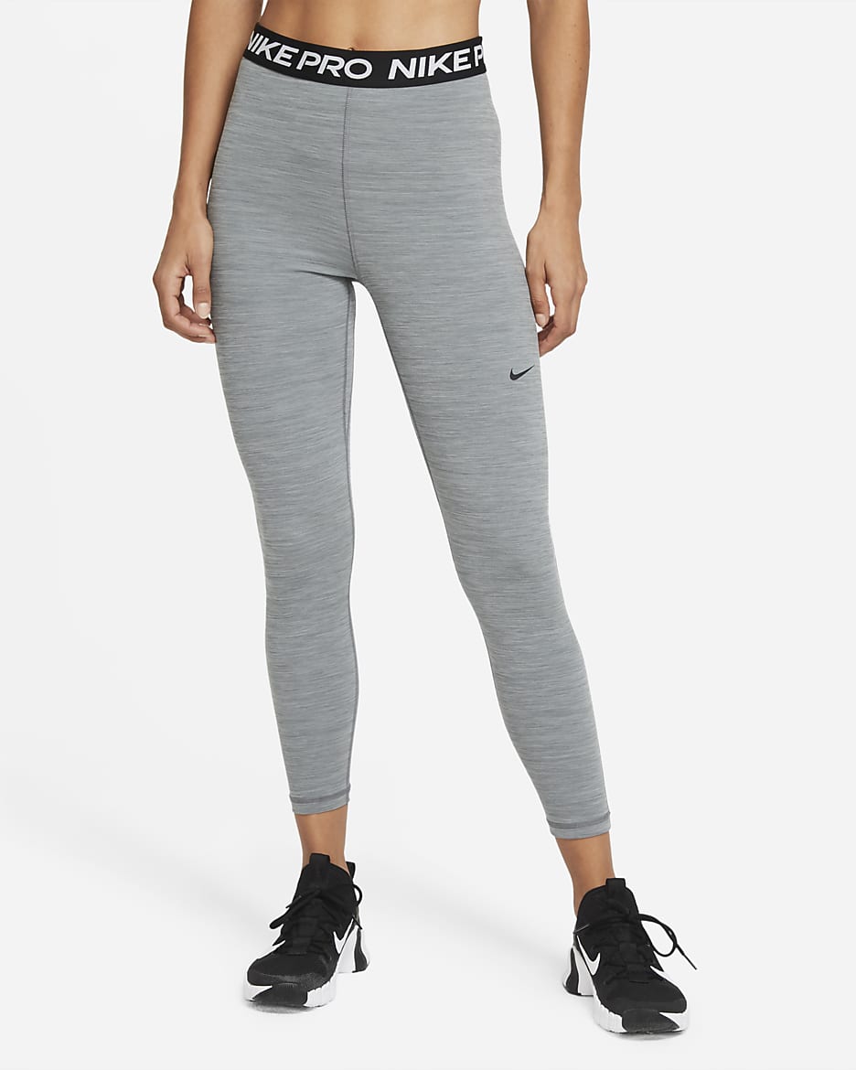 Nike Pro 365 Women's High-Waisted 7/8 Mesh Panel Leggings - Smoke Grey/Heather/Black/Black