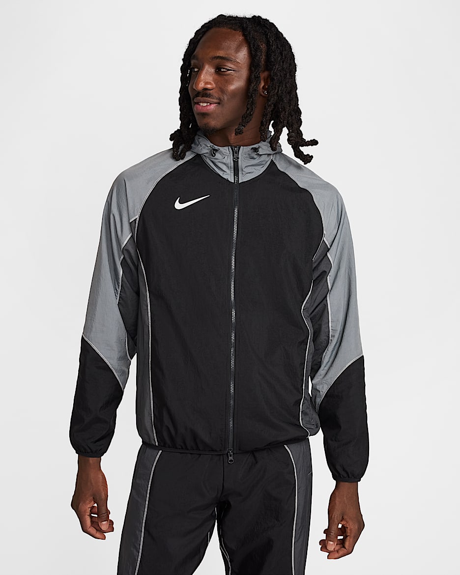 Vandafvisende Nike Strike+-fodboldjakke med hætte til mænd - sort/Smoke Grey/Anthracite/Photon Dust