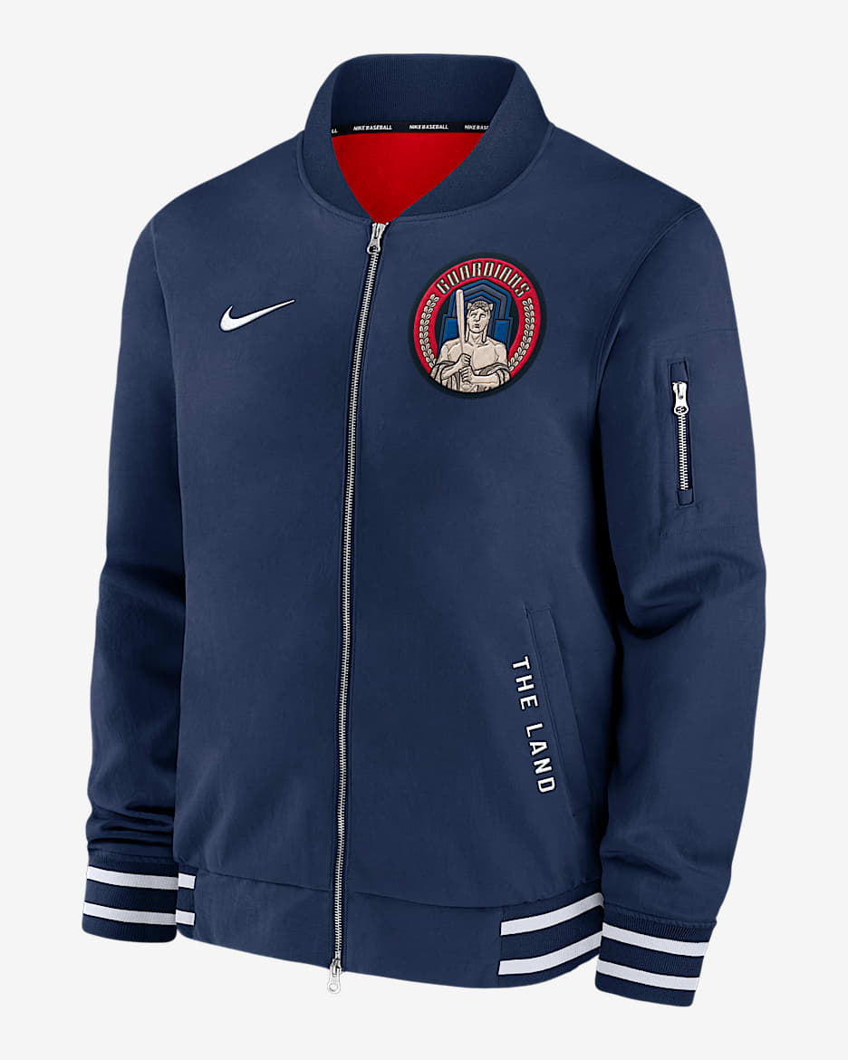 Cleveland Guardians Authentic Collection City Connect Men's Nike MLB Full-Zip Bomber Jacket - Navy