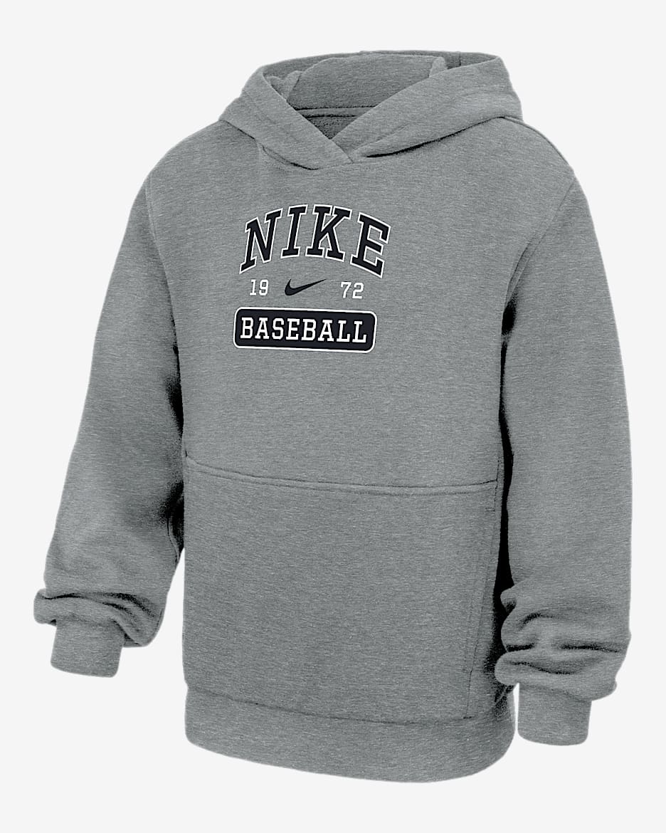 Nike Club Fleece Big Kids' Baseball Pullover Hoodie - Dark Grey Heather
