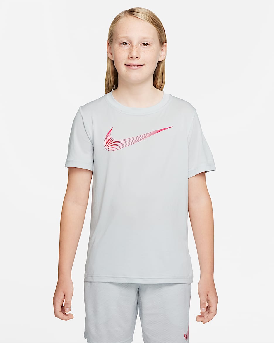 Prenda superior de manga corta para niño talla grande Nike Dri-FIT - Polvo fotón/Rojo sirena