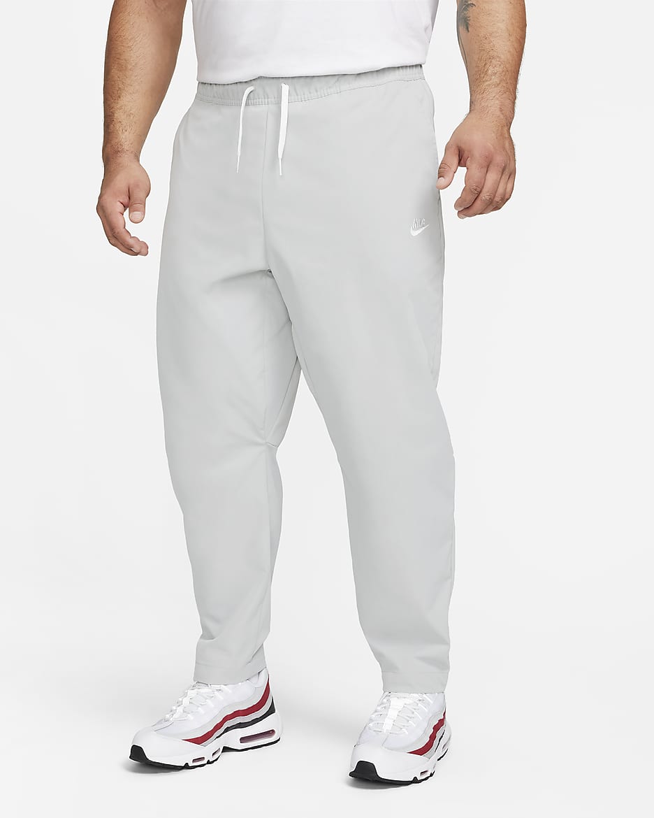 Nike Club Men's Woven Tapered-Leg Trousers - Light Smoke Grey/White