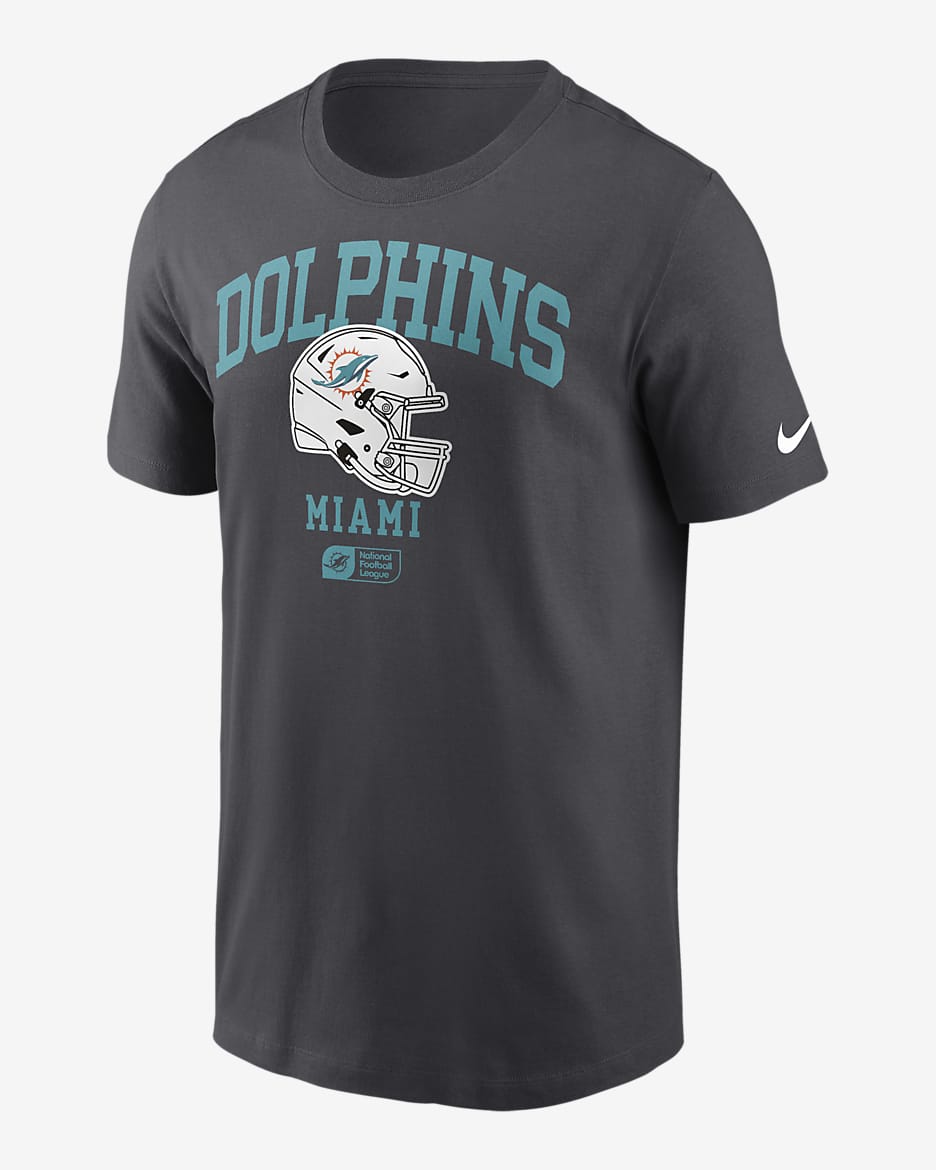 Playera Nike de la NFL para hombre Miami Dolphins Helmet Essential - Antracita