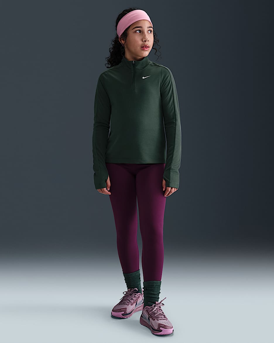 Nike One Older Kids' (Girls') Dri-FIT High-Waisted Leggings - Bordeaux/White