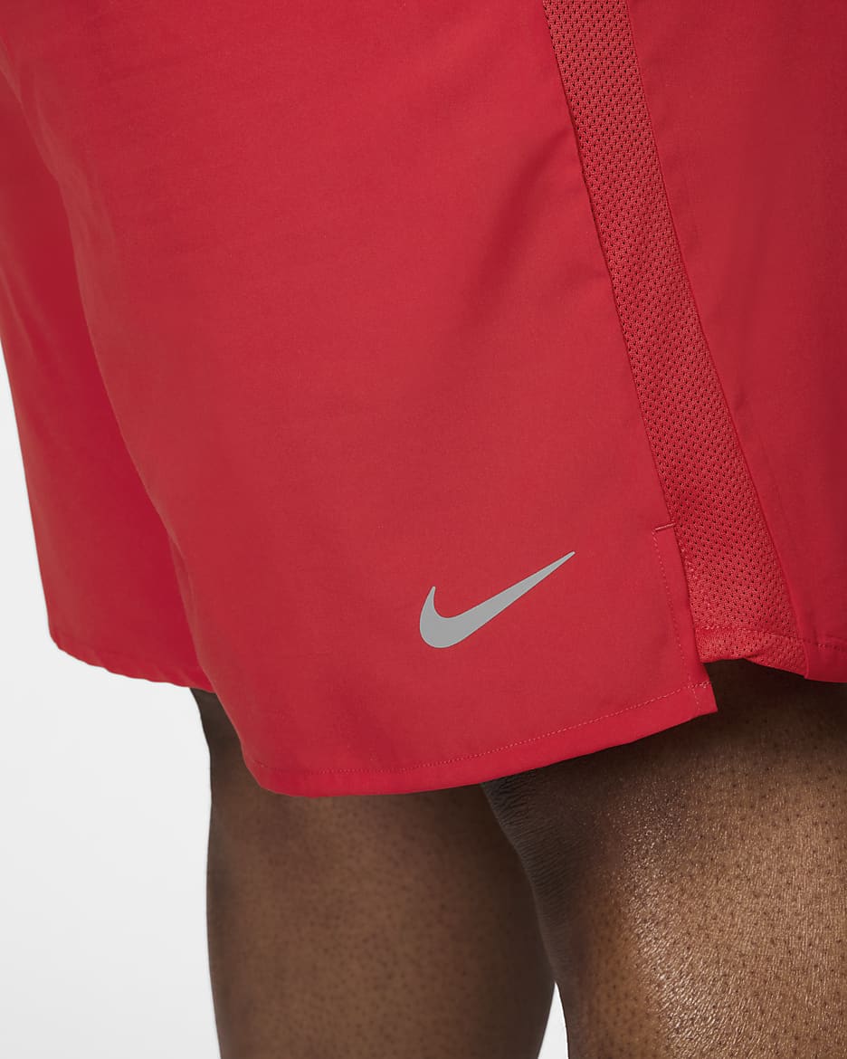 Męskie spodenki do biegania z wszytą bielizną Dri-FIT Nike Challenger 18 cm - University Red/University Red/Czerń