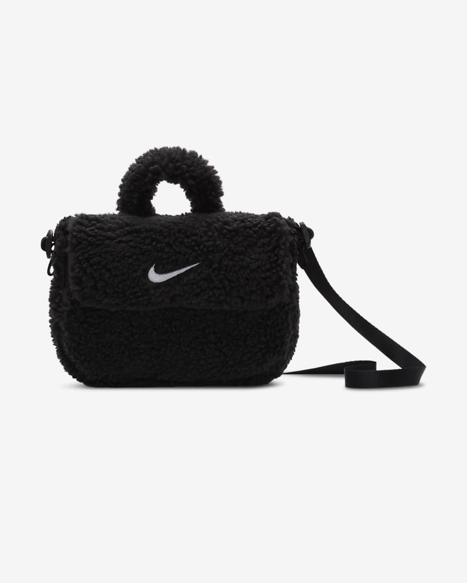 Nike Kids' Faux Fur Cross-Body Bag (1L) - Black/Black/White