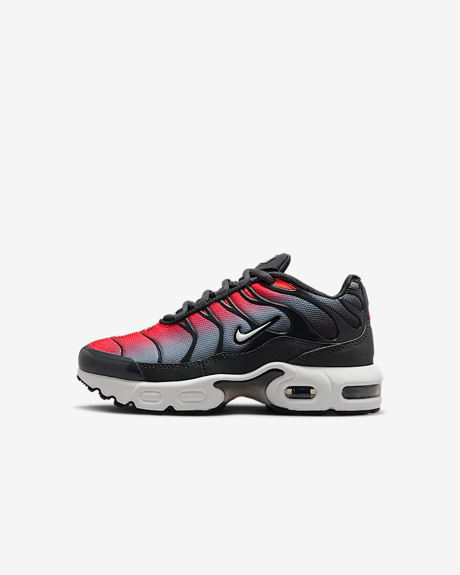 Tenis para niños de preescolar Nike Air Max Plus - Carmesí brillante/Antracita/Gris lobo/Blanco