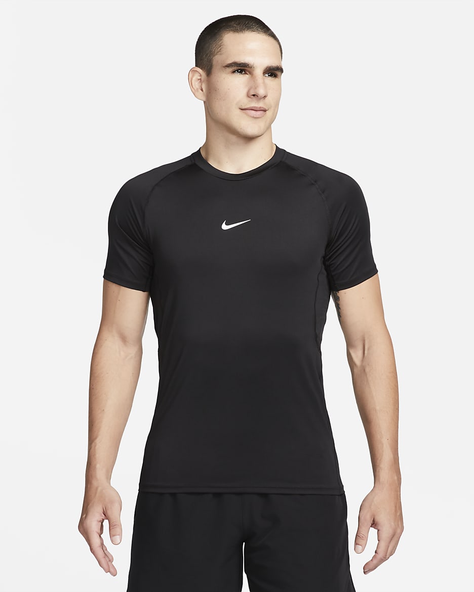 Nike Pro Men's Dri-FIT Slim Short-Sleeve Top - Black/White