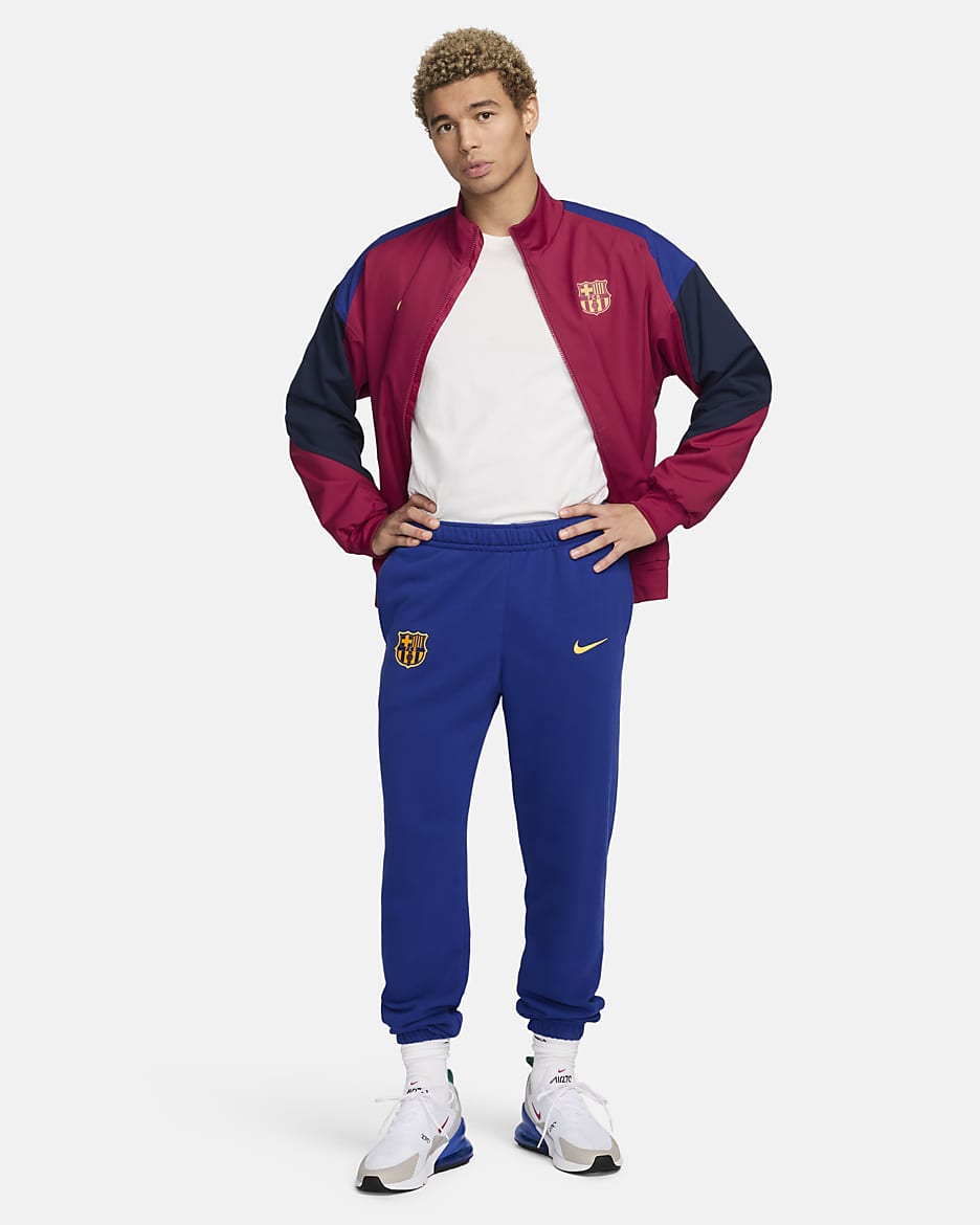 Chamarra de entrenamiento de fútbol Nike Dri-FIT para hombre FC Barcelona Strike - Rojo noble/Obsidiana/Azul royal intenso/Oro club