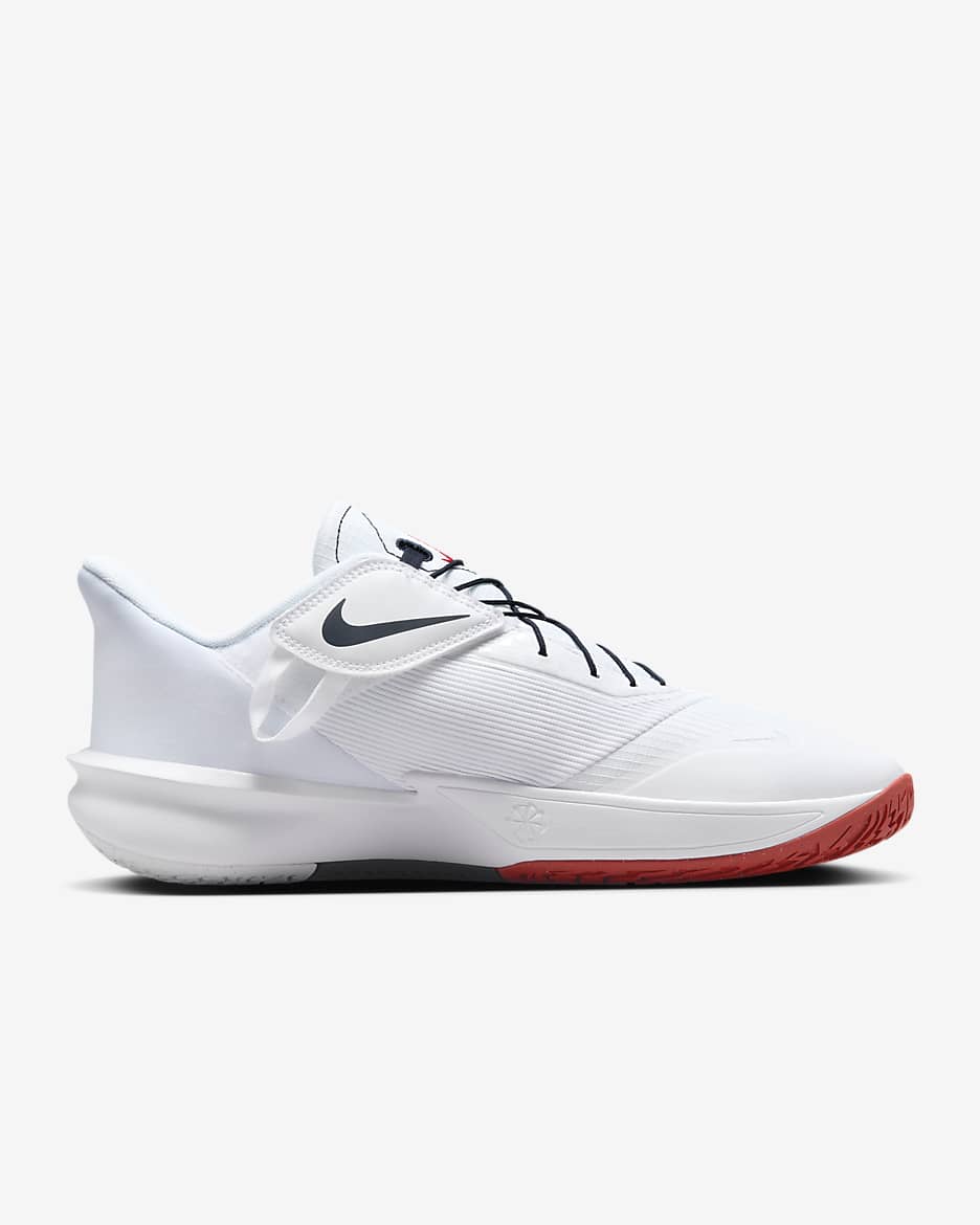 Tenis de básquetbol para hombre Nike Precision 7 EasyOn - Blanco/Rojo deportivo/Obsidiana