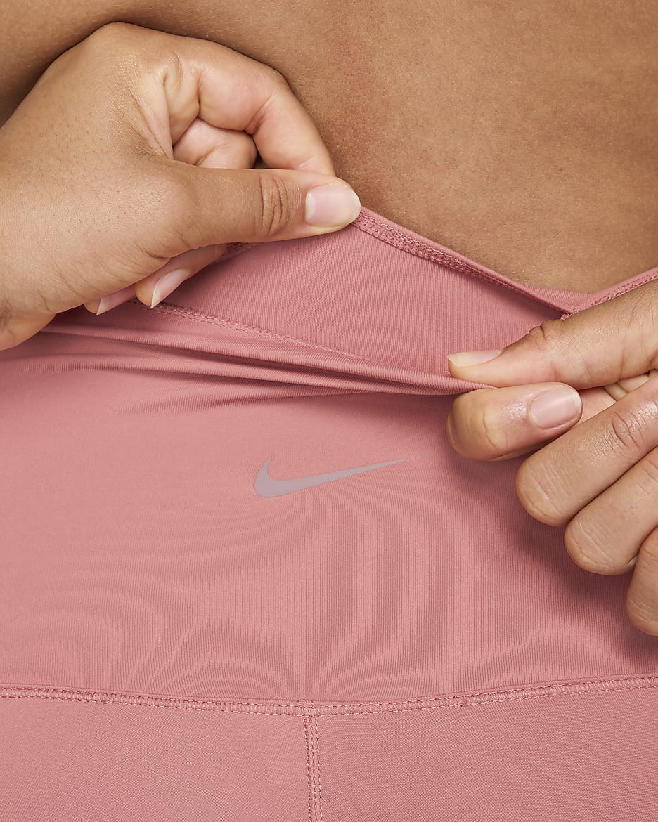 Nike (M) One Dri-FIT bikershorts met hoge taille en zakken voor dames (20 cm, zwangerschapskleding) - Canyon Pink