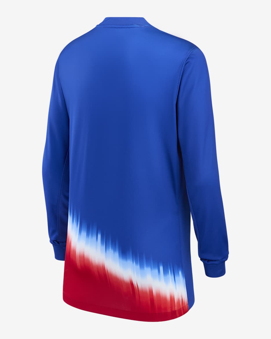 Jersey de fútbol de manga larga Nike Dri-FIT del USWNT visitante 2024 Stadium para niños talla grande Alex Morgan - Royal