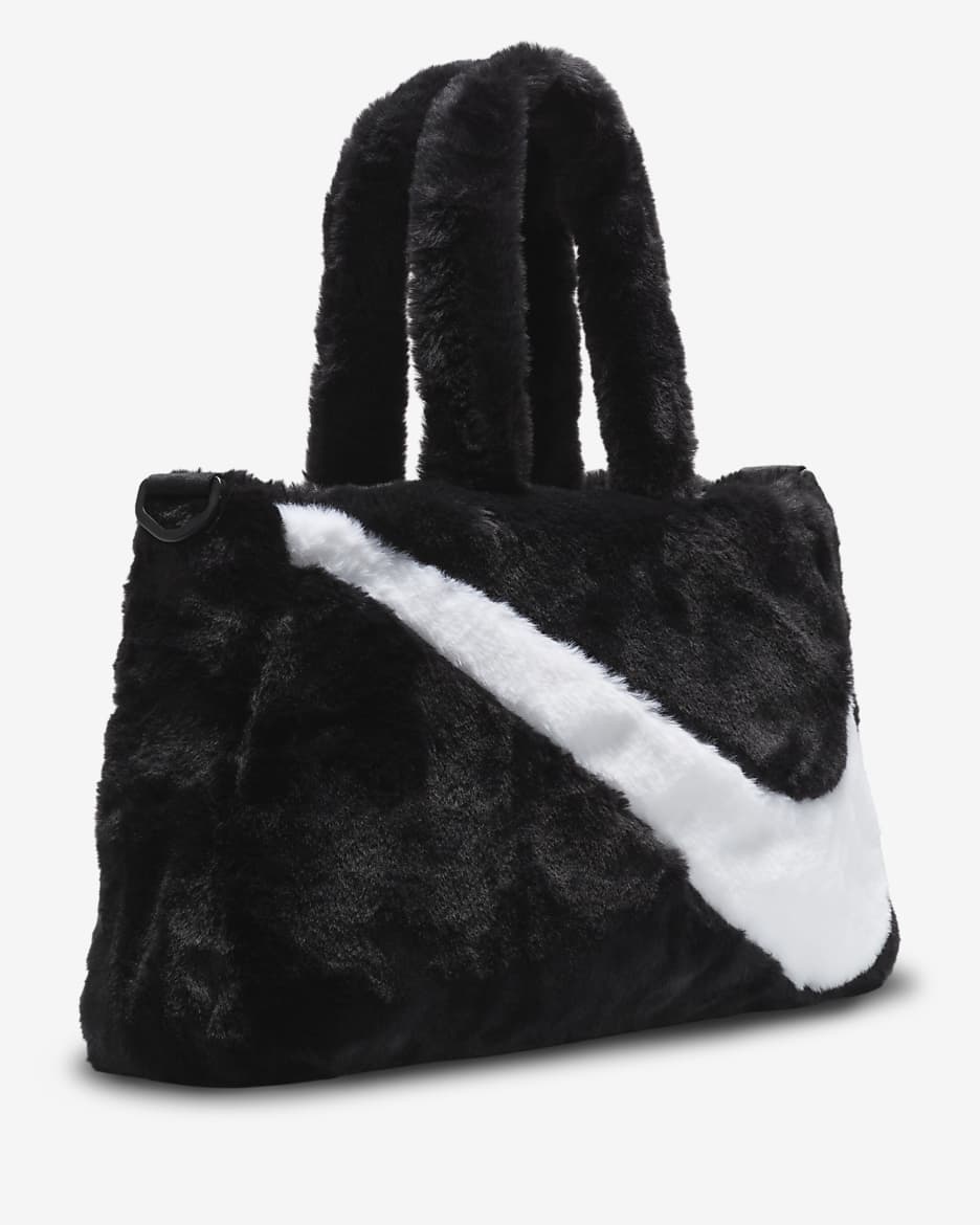 Nike Sportswear Faux Fur Tote (10L) - Black/Black/White