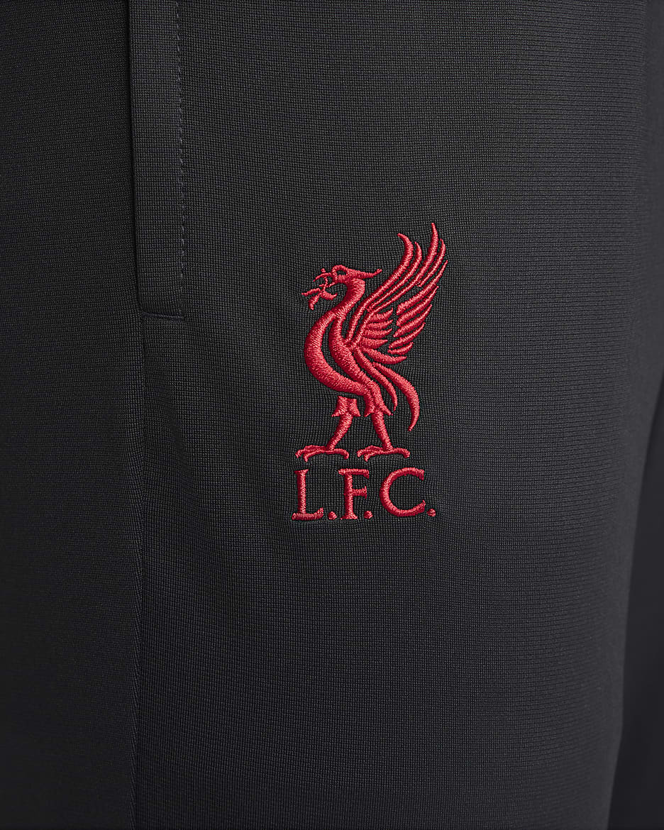 Liverpool FC Strike (tredjedrakt) Nike Dri-FIT strikket fotballtracksuit med hette til herre - Light Smoke Grey/Chrome Yellow/Dark Smoke Grey/Global Red