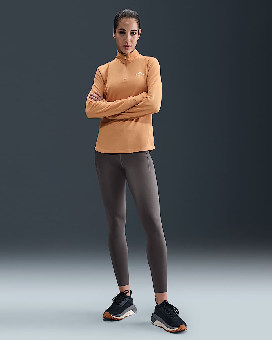 Leggings de running a 7/8 de cintura subida Nike Trail para mulher - Cinzento Thunder/Preto