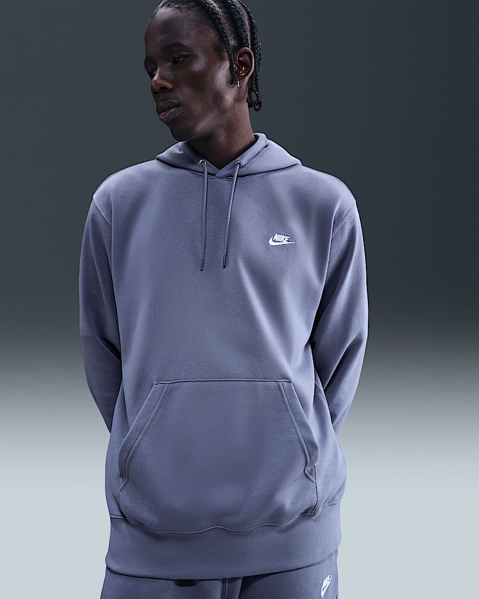 Nike Club Men's French Terry Pullover Hoodie - World Indigo/World Indigo/White