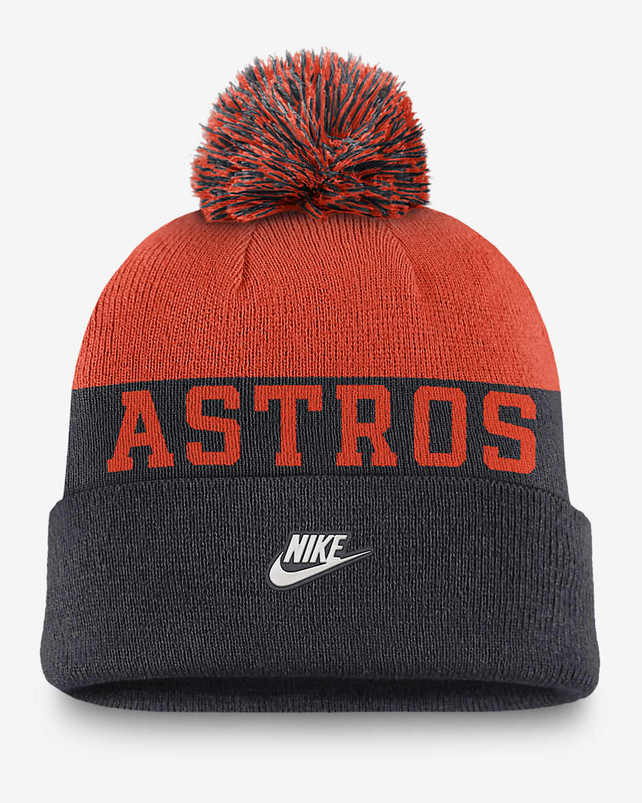 Houston Astros Rewind Peak Men's Nike MLB Cuffed Pom Beanie - Navy