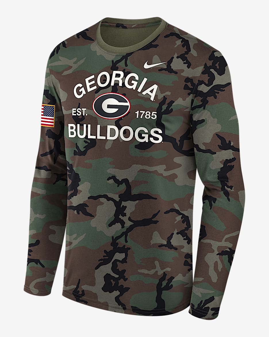 Georgia 2025 Military Appreciation Legend Men's Nike Dri-FIT College Long-Sleeve T-Shirt - Olive