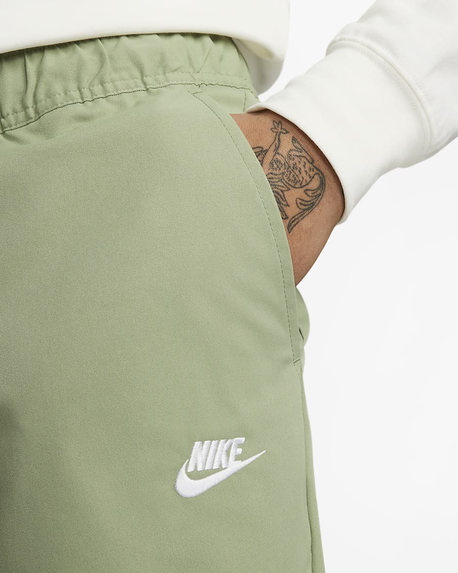 Nike Club Men's Woven Tapered Leg Pants - Oil Green/White