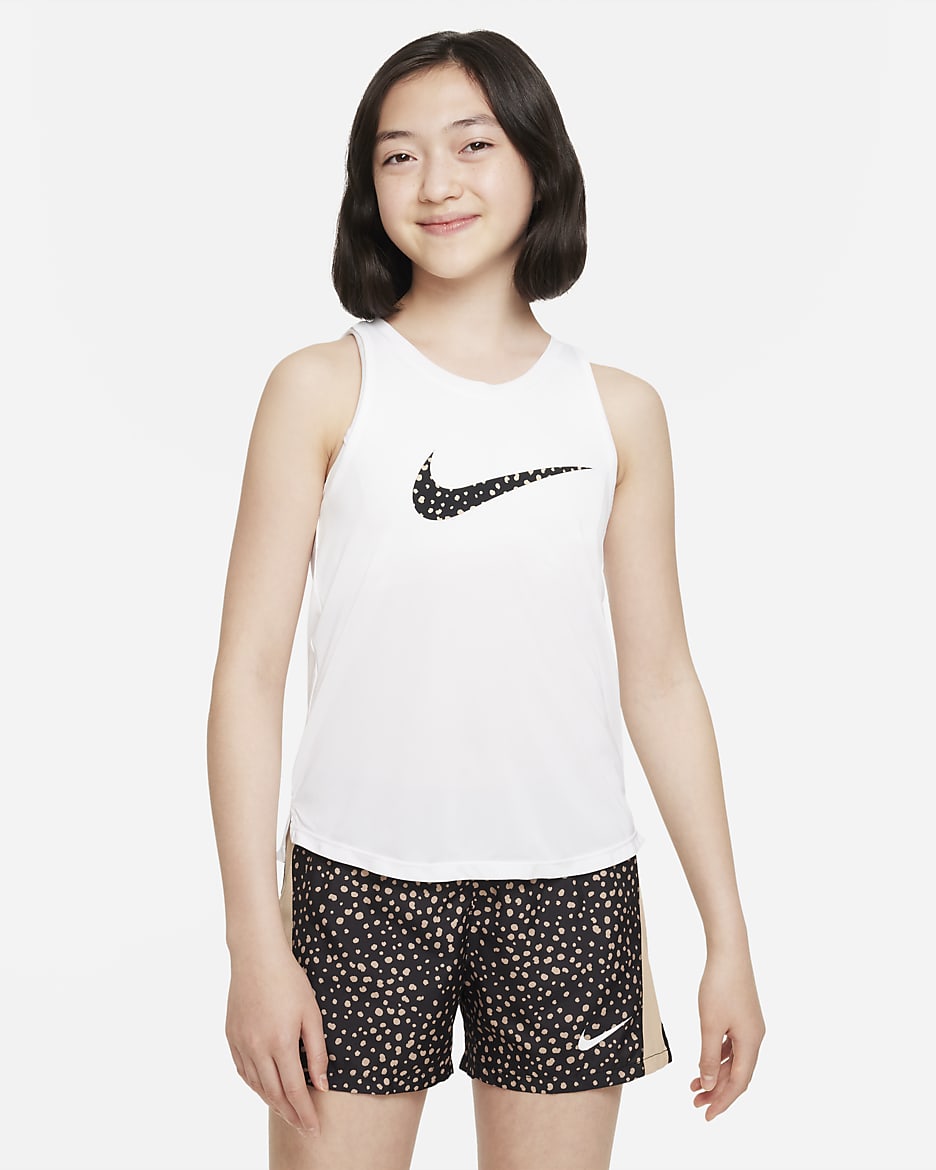 Nike Dri-FIT One Older Kids' (Girls') Tank - White/Black
