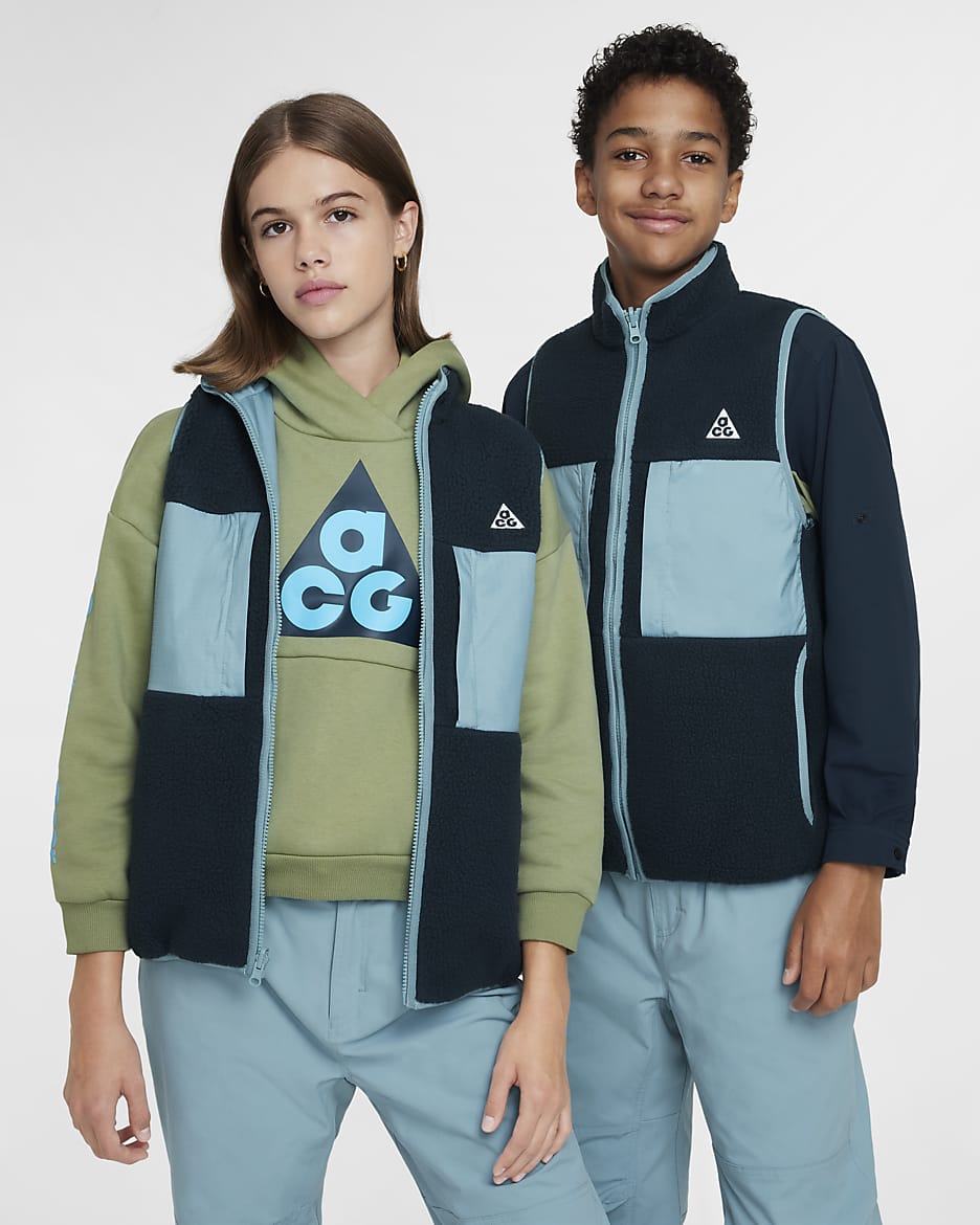 Nike ACG Older Kids' Therma-FIT Reversible Gilet - Armoury Navy/Denim Turquoise/Denim Turquoise/Summit White