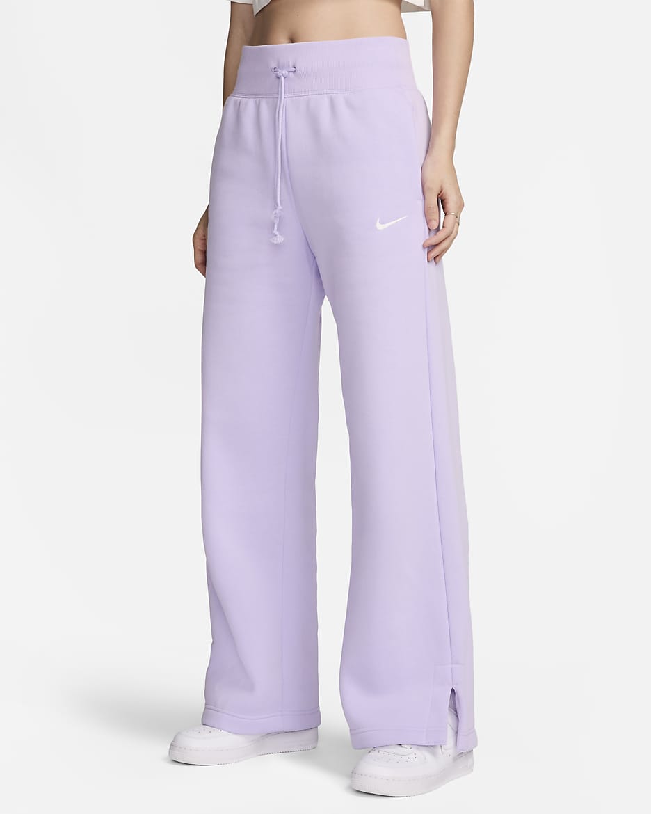 Nike Sportswear Phoenix Fleece sweatpants med høyt liv og vide ben til dame - Violet Mist/Sail