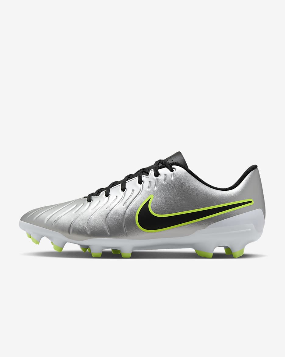 Nike Tiempo Legend 10 Club Multi-Ground Low-Top Soccer Cleats - Metallic Silver/Volt/Black