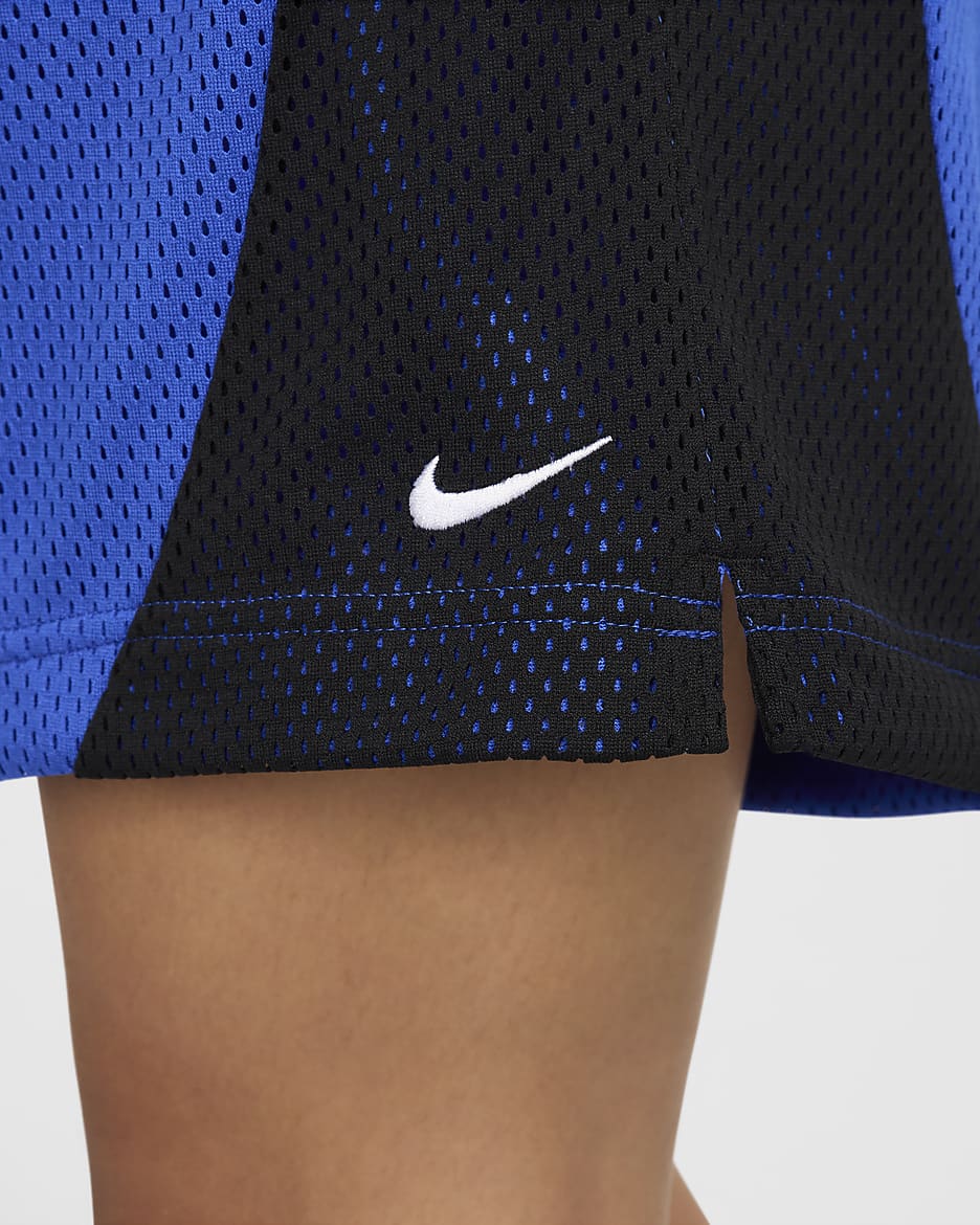 Shorts de básquetbol de malla Dri-FIT para mujer Nike Essential - Hiperroyal/Negro/Blanco