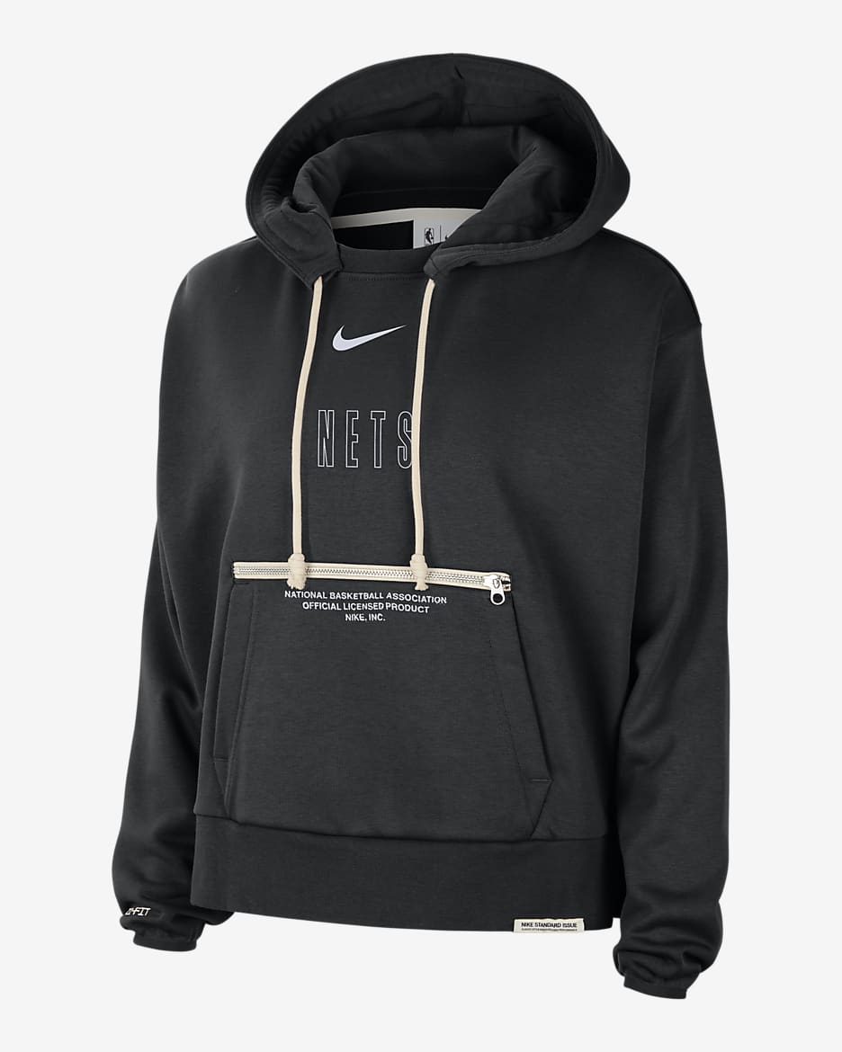 Sudadera con gorro sin cierre Nike Dri-FIT de la NBA para mujer Brooklyn Nets Standard Issue - Negro