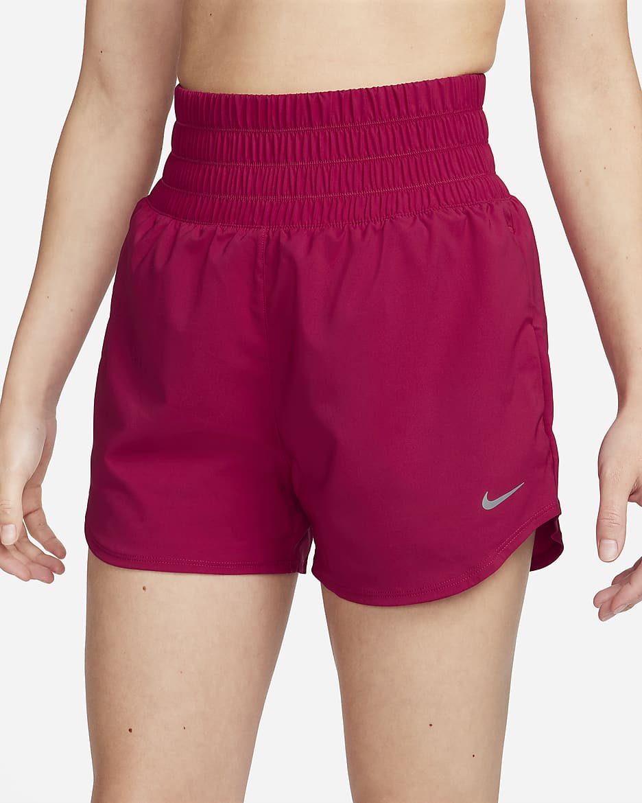 Shorts con forro de ropa interior Dri-FIT de tiro ultraalto de 8 cm para mujer Nike One - Rojo noble