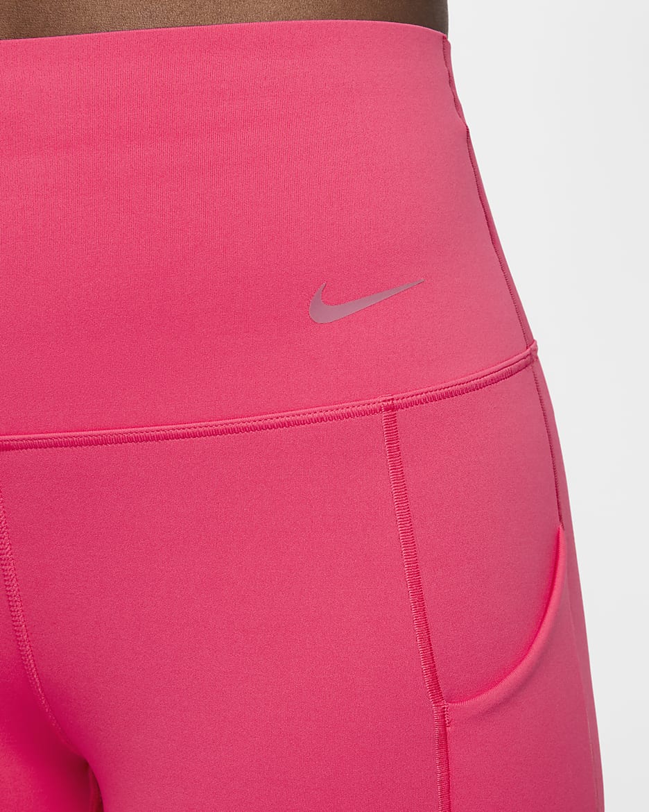 Leggings de 7/8 de tiro alto y sujeción media con bolsillos para mujer Nike Universa - Rosa margarita/Negro