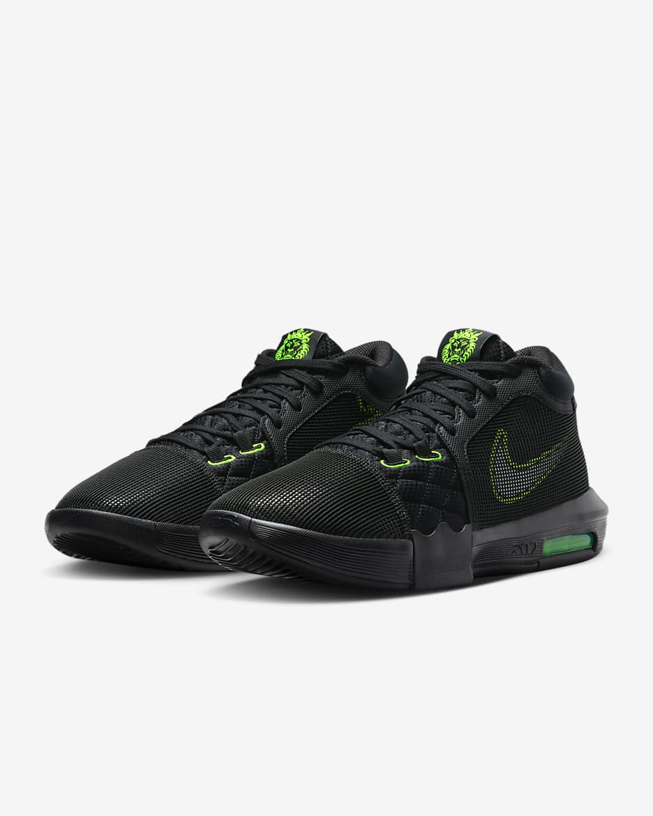 LeBron Witness 8 EP Basketball Shoes - Black/Volt/White