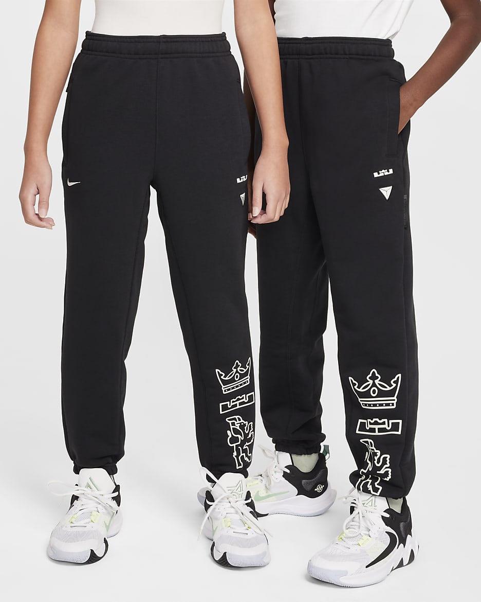 LeBron Standard Issue Older Kids' Dri-FIT Basketball Trousers - Black/Pale Ivory
