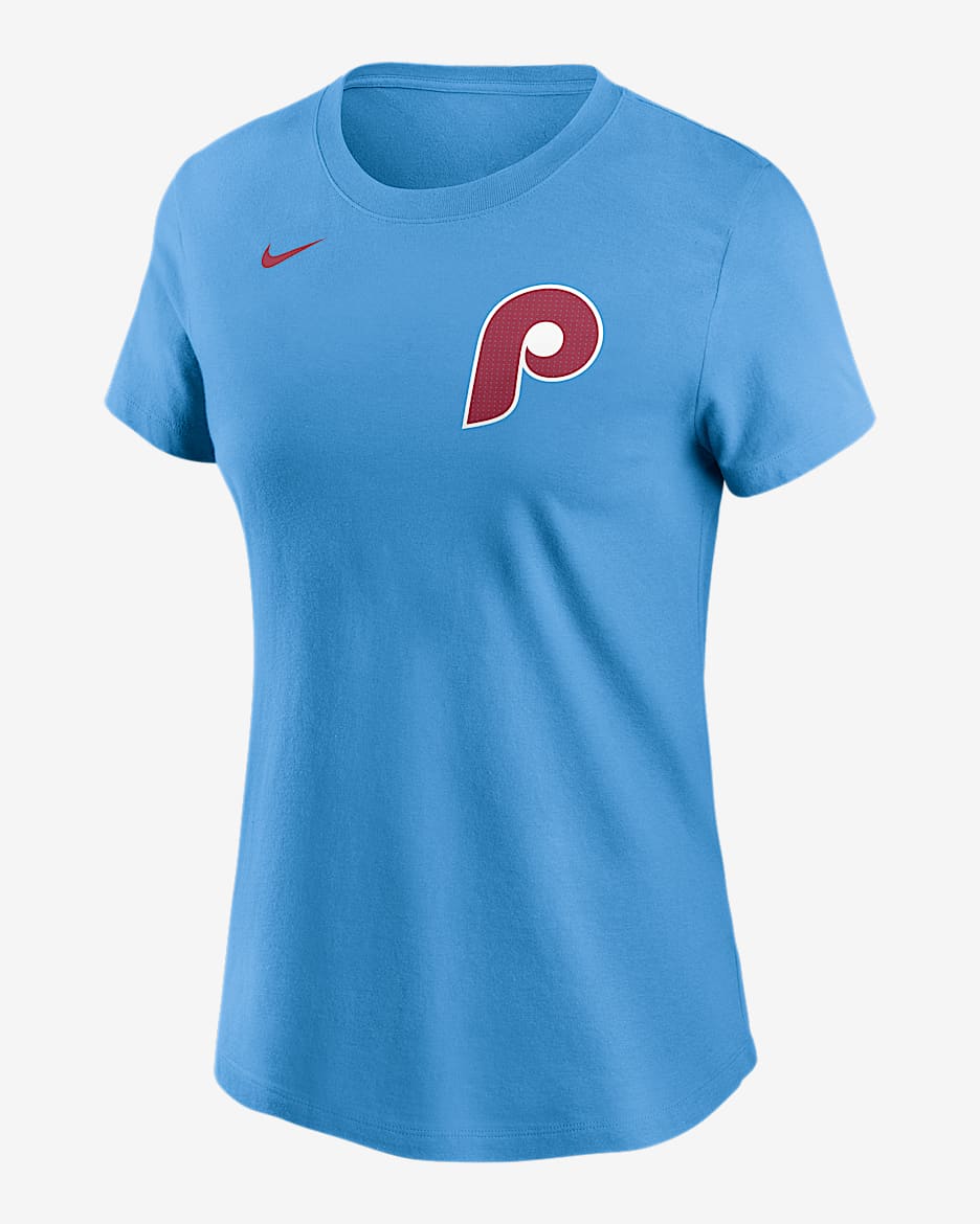 Playera Nike de la MLB para mujer Bryce Harper Philadelphia Phillies Fuse - Azul claro