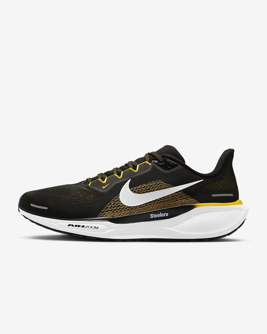 Nike Pegasus 41 NFL Pittsburgh Steelers Men's Road Running Shoes - Black/White/University Gold/White