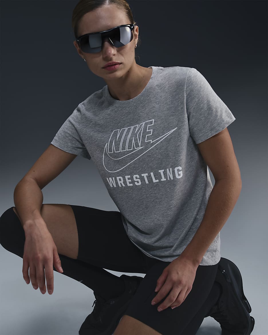 Nike Swoosh Women's Wrestling T-Shirt - Dark Grey Heather