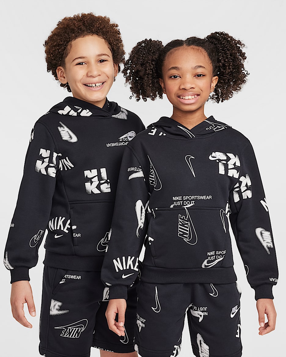Sudadera con gorro de French Terry para niños talla grande Nike Sportswear Club - Negro/Blanco